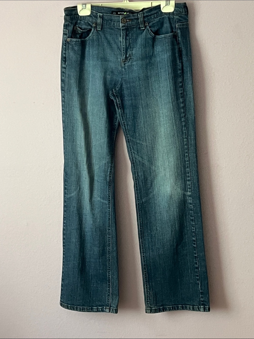 DKNY Men’s Bootcut Jeans in Washed Blue